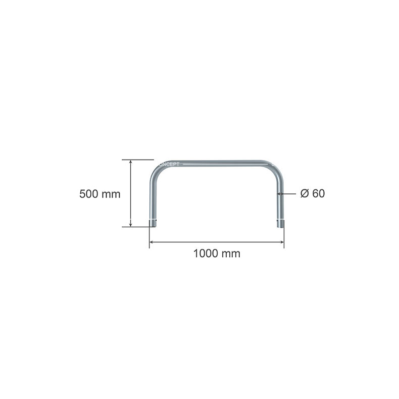 Drawing of hooped perimeter barrier low level 1000 type showing dimensions.