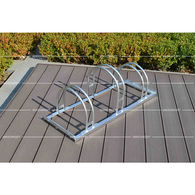 Outdoor bike stand 5000 type made of steel with three spaces used for outdoor cycle parking management