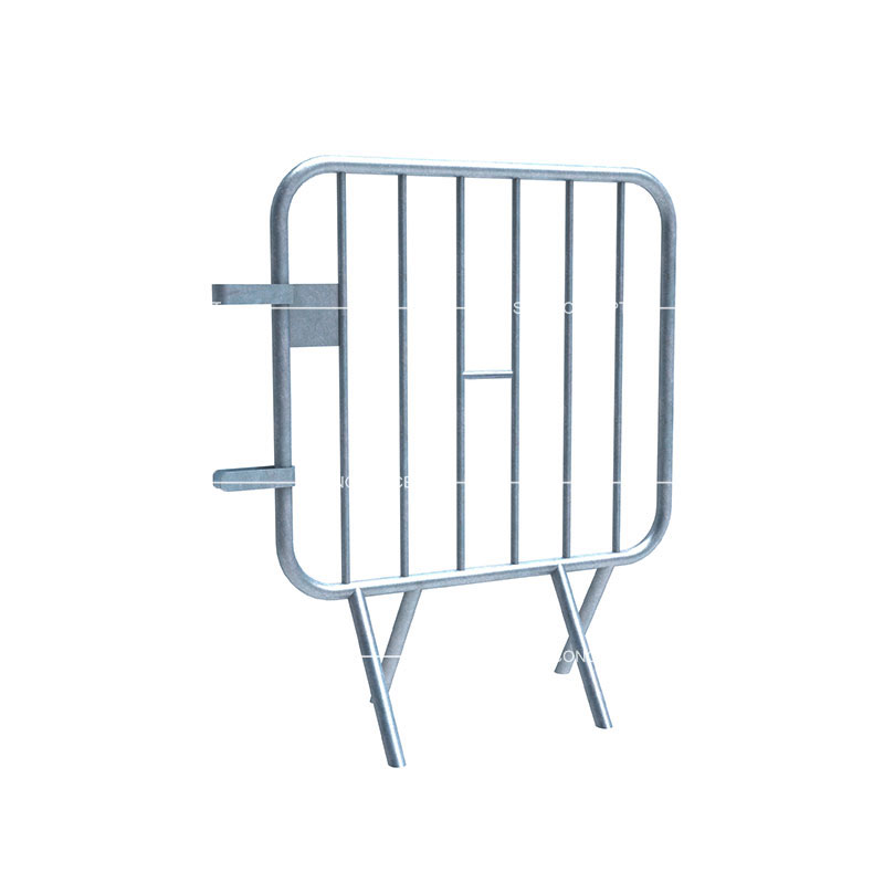 A 1-metre crowd control barrier made of steel with fully hot-dipped galvanised for event management purposes.