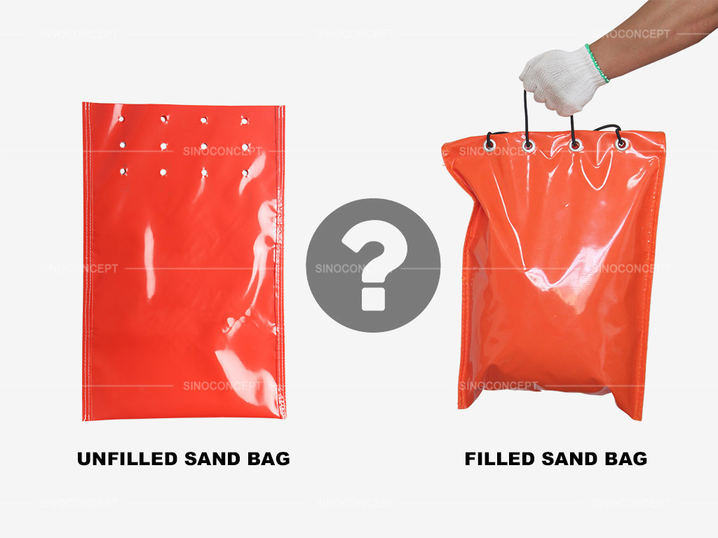 Filled sand bags vs. unfilled sand bags