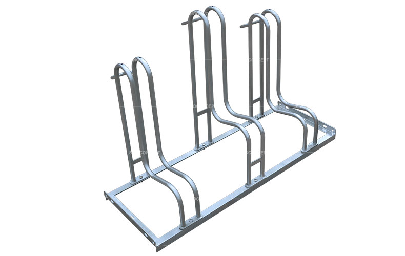 Floor bike rack 4000 also called metal bike rack with low and high hoop combination enables space-saving cycle parking