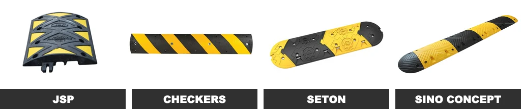 JSP, Checkers, Seton, and Sino Concept black and yellow speed bumps.