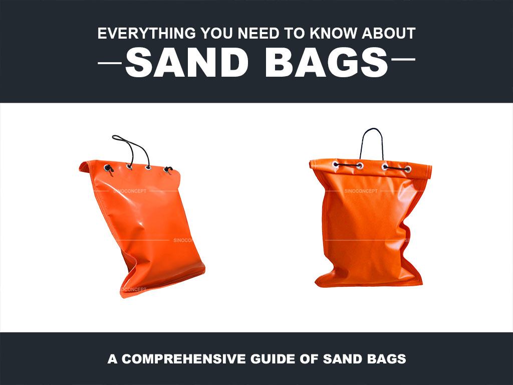 Two pvc sand bags coloured in orange, manufactured in Sino Concept factory