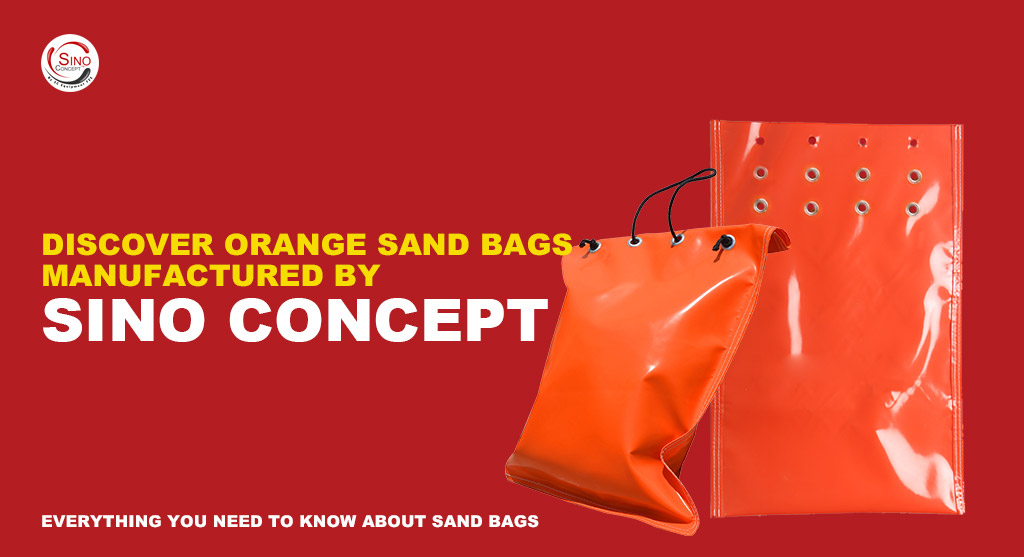 Two orange sandbags made of PVC material by Sino Concept