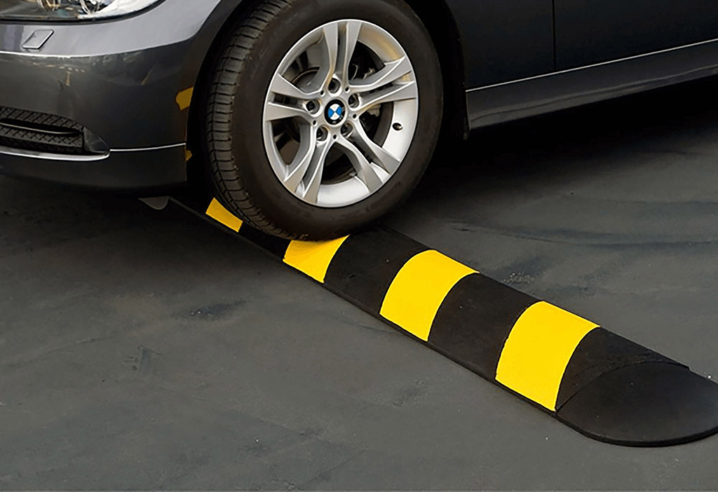 Easy rider speed bump with black and yellow colours for calming traffic