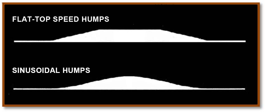 The flat-top speed humps have a flat top. Meanwhile, the sinusoidal speed humps have a round top.