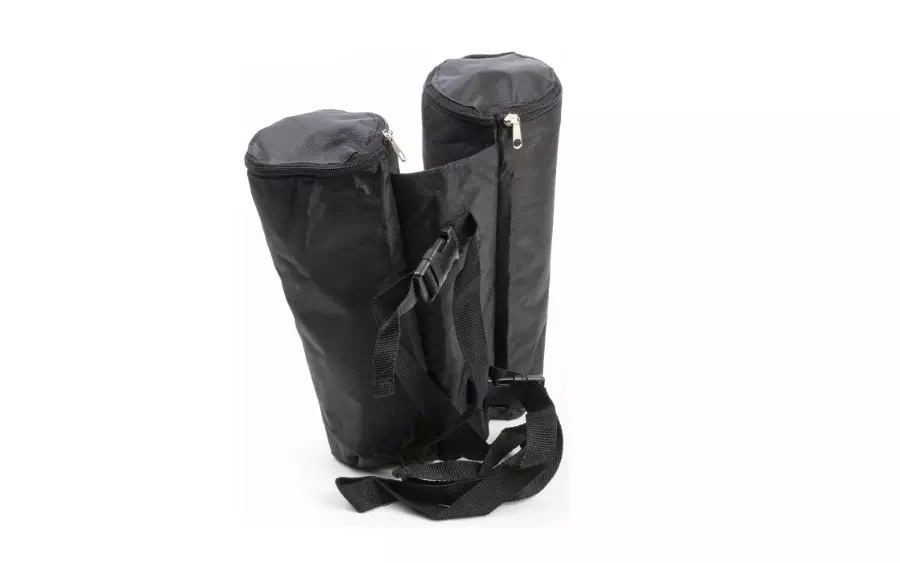 Black weighted sandbags used for working out.