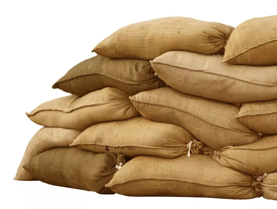 Many eco-friendly burlap sandbags are made from natural fibres stacked together.