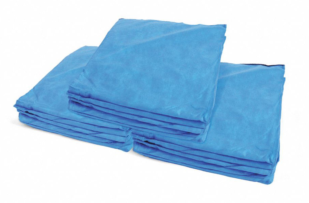Blue sand bags manufactured by Grainger to hold down things onto ground
