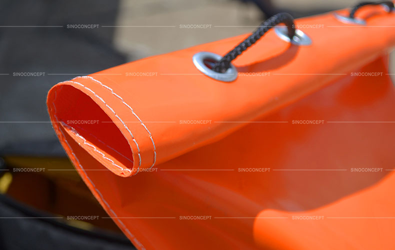 PVC sandbags of orange colour reinforced by double seams to guarantee perfect resistance for traffic management purpose