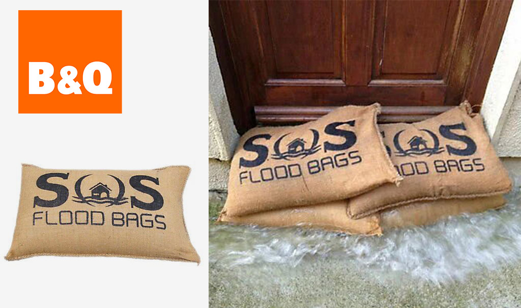 B&Q is a famous manufacturer of sand bags which is used to stop flooding