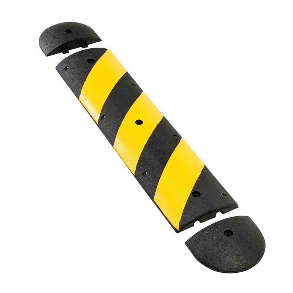 Black and yellow speed breaker made of a middle part and two end parts