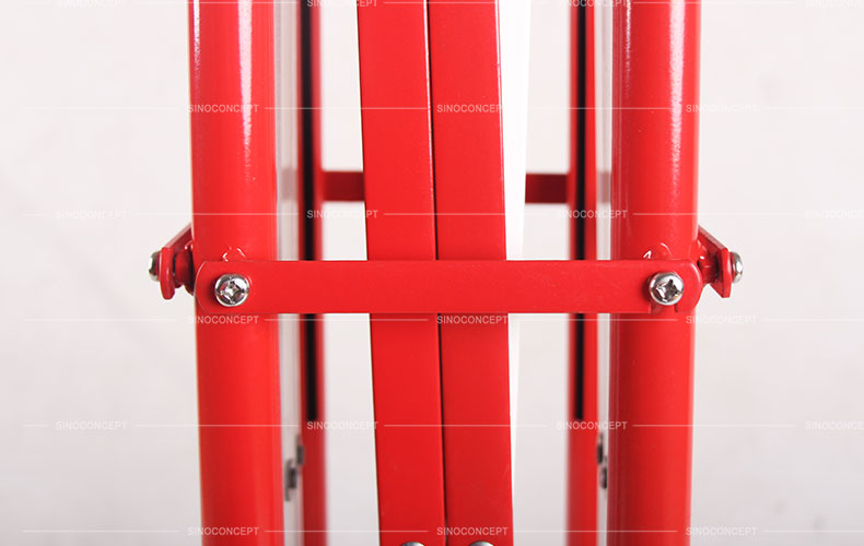 Steel red and white manhole guard with interlocking system and strong rivets used as a temporary traffic management equipment