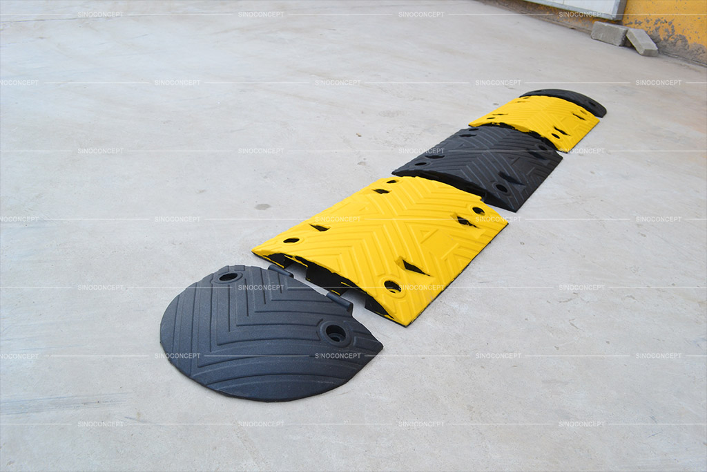 Rubber road bump also called rubber speed breaker composed of several parts with a strong interlocking system