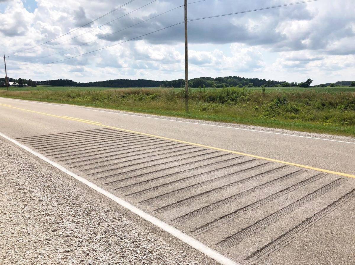 Rumble strips on the road to calm traffic