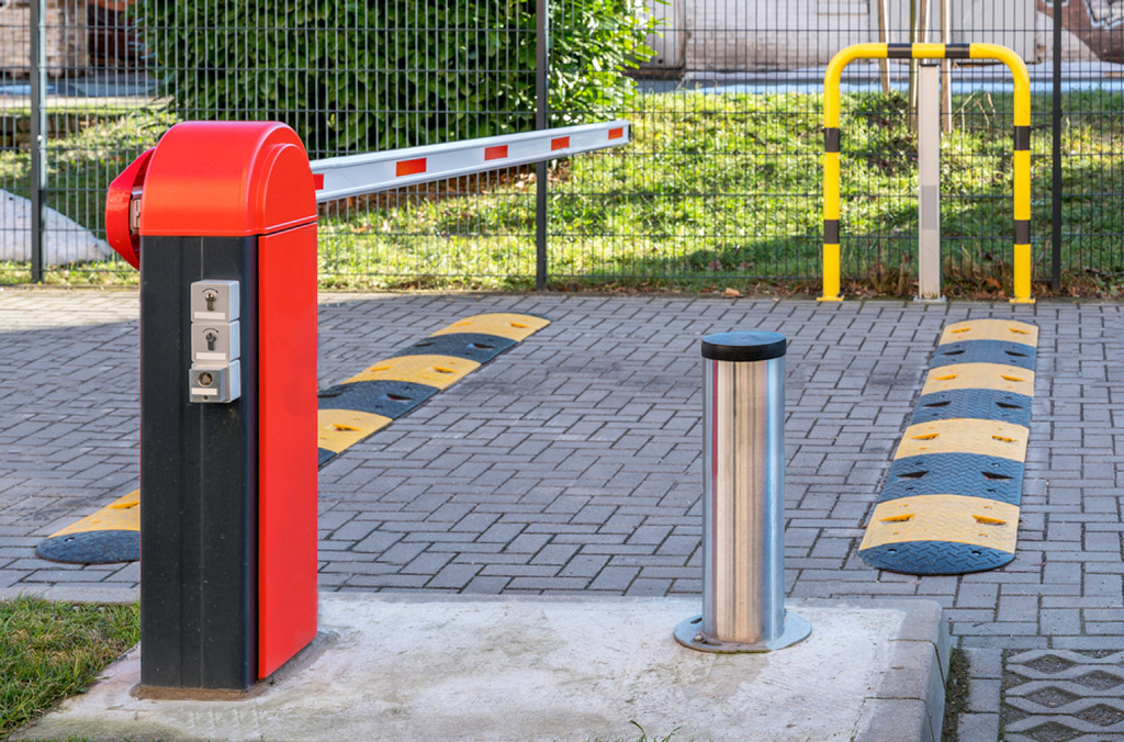 Speed bumps installed on the entrance of a parking lot