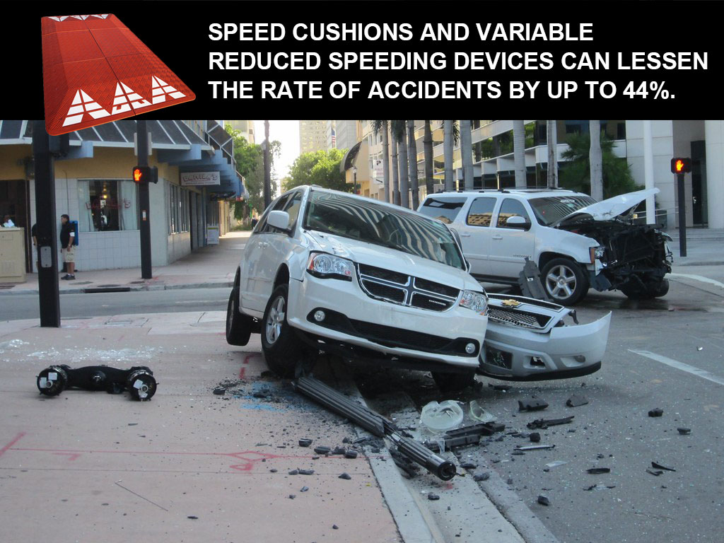 Car accidents happened at a crossroad