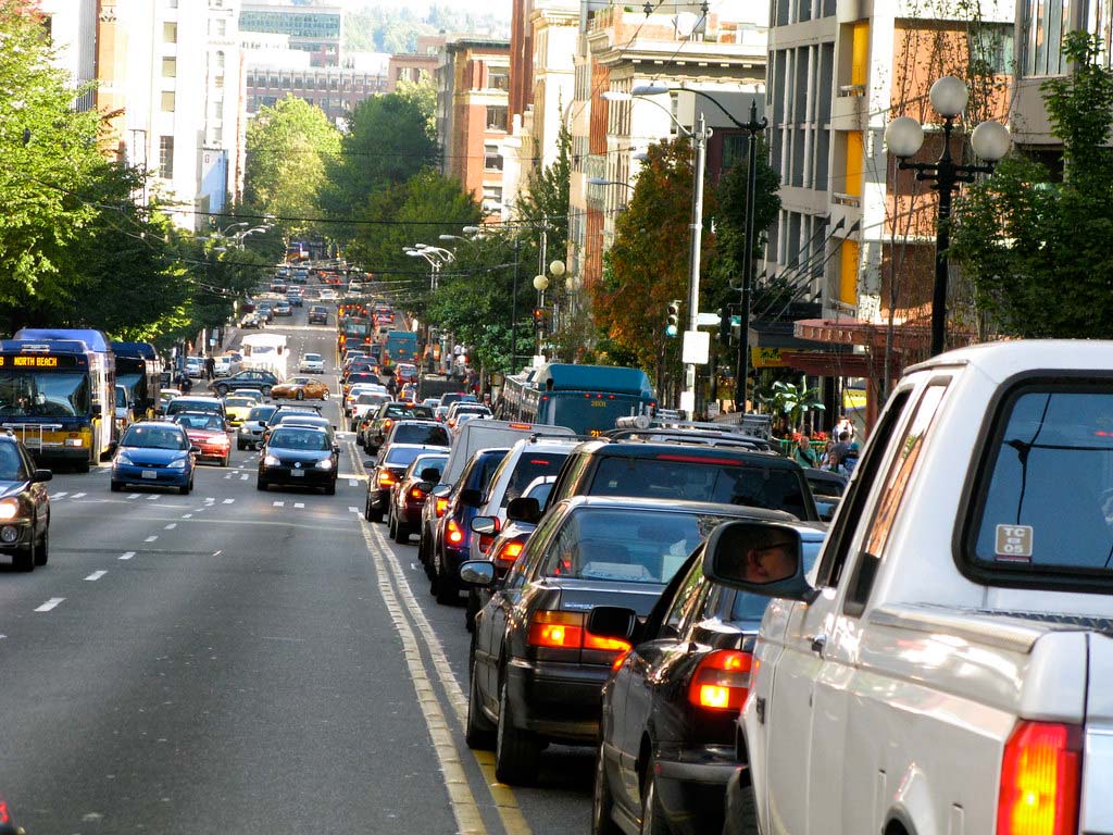 Busy traffic situation on the road