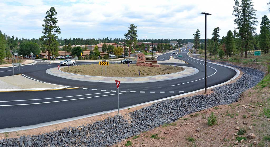 Traffic island constructed to manage traffic