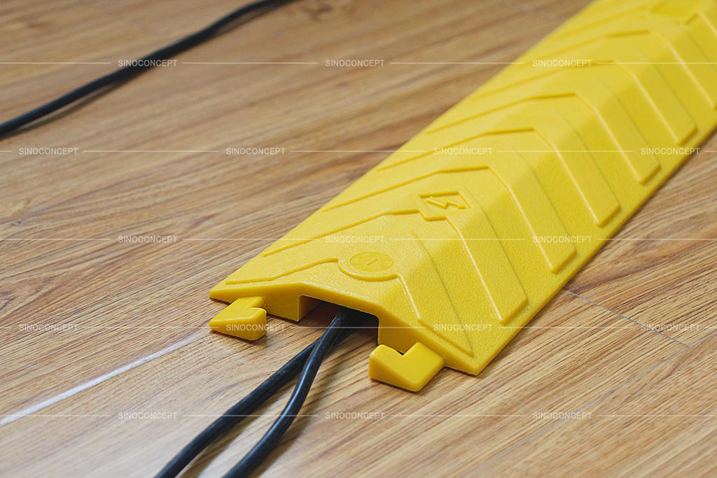 PU drop over cable ramp coloured in yellow to protect cables