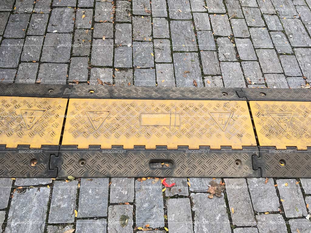 Used cable covers installed on the road