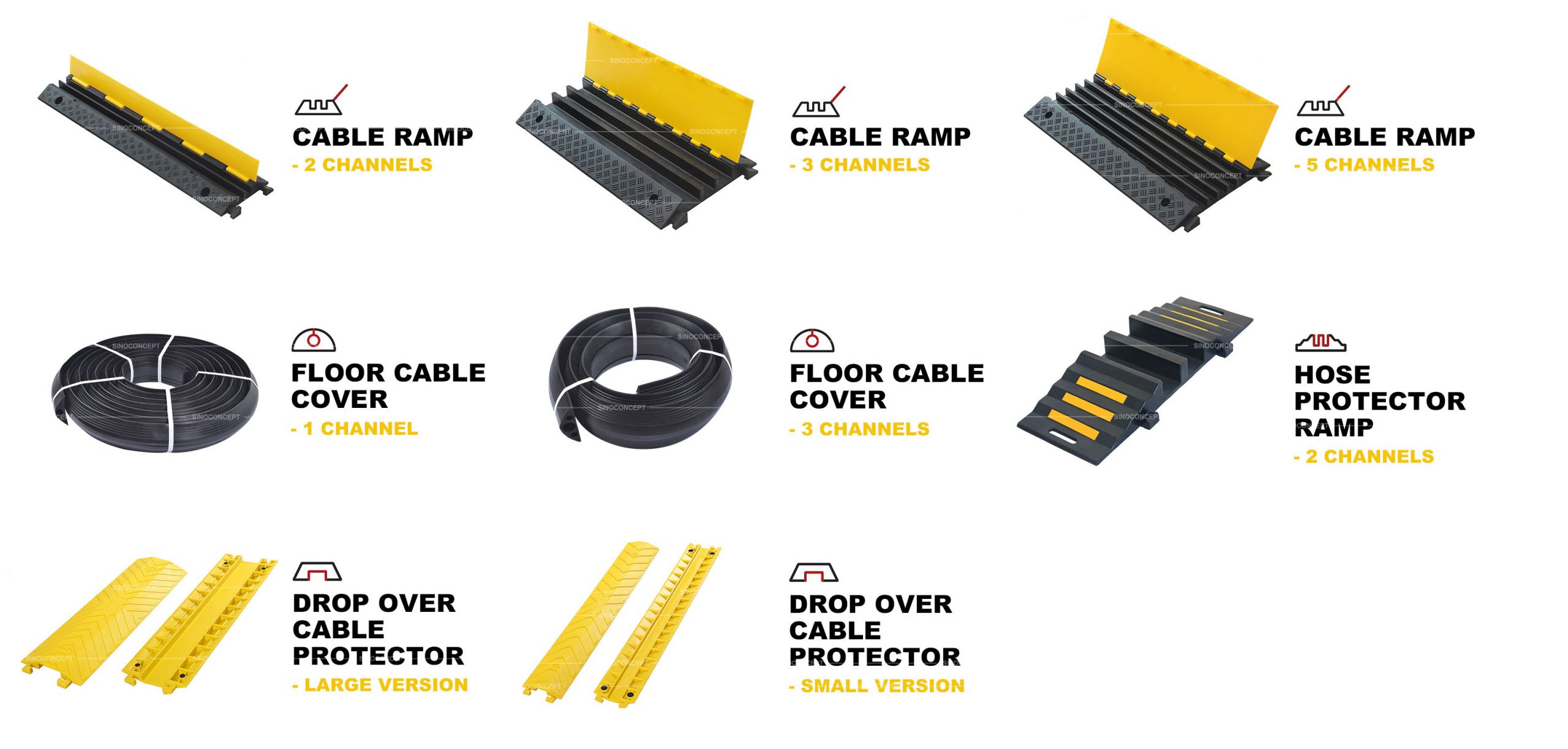 A full range of cable protectors manufactured by Sino Concept