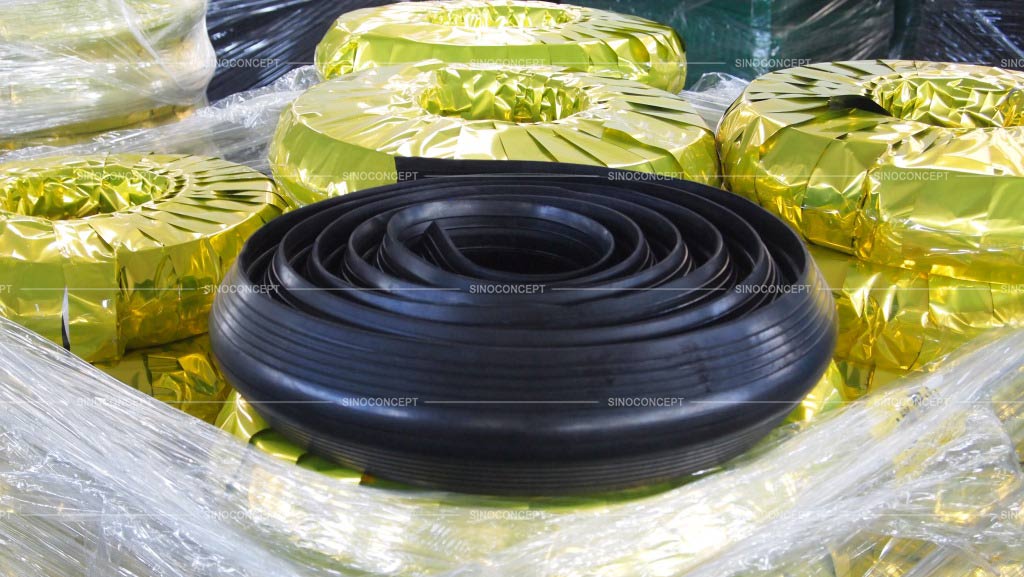 Black floor cable covers made of rubber and packed well