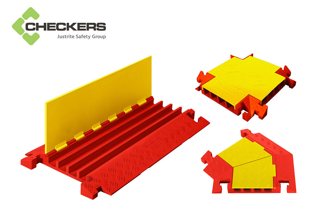 Red and yellow cable ramps with different shapes by Checkers