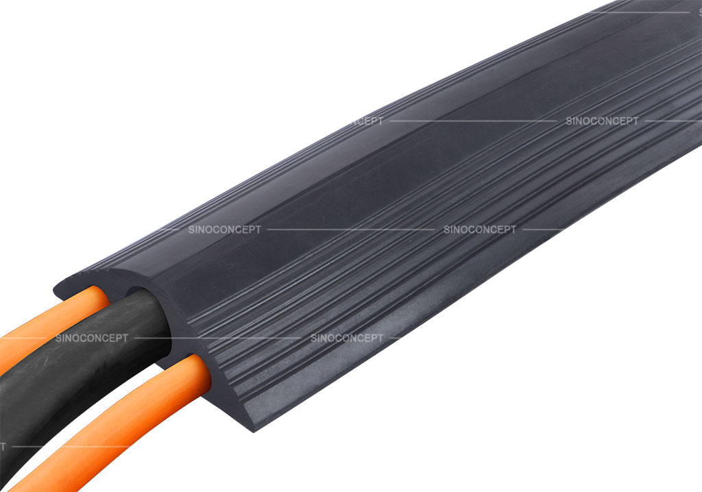 Black floor cable ramp made with 3 channels