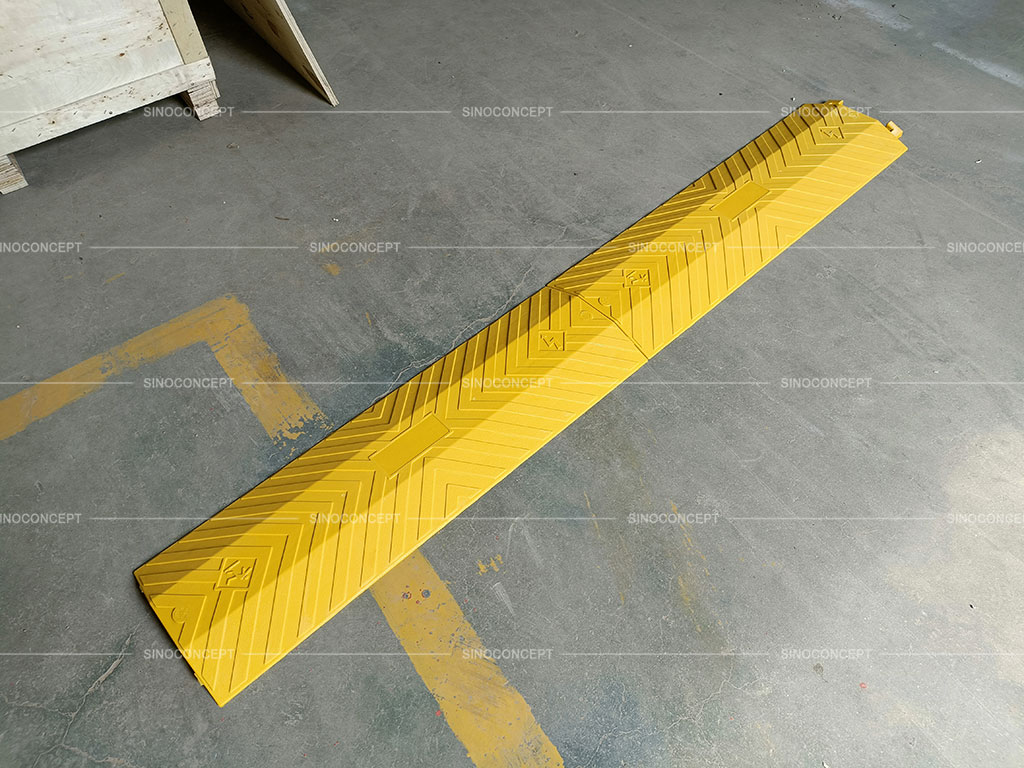 Yellow drop over cable ramp made of PU material