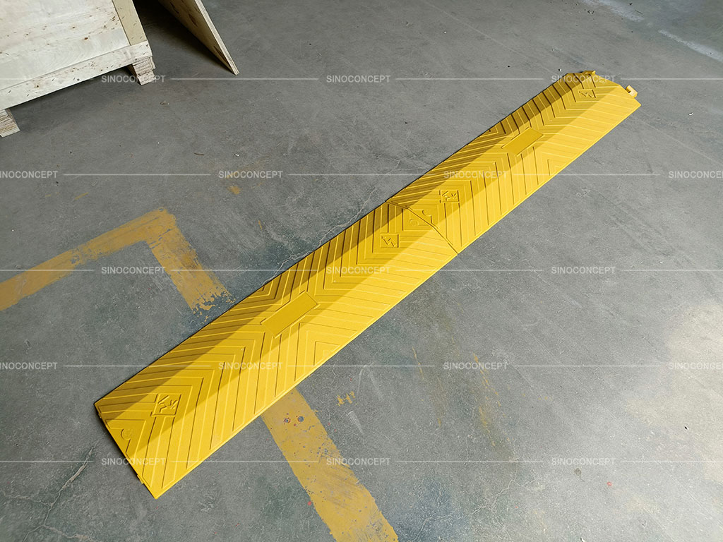 Yellow drop over cable ramp made of PU material