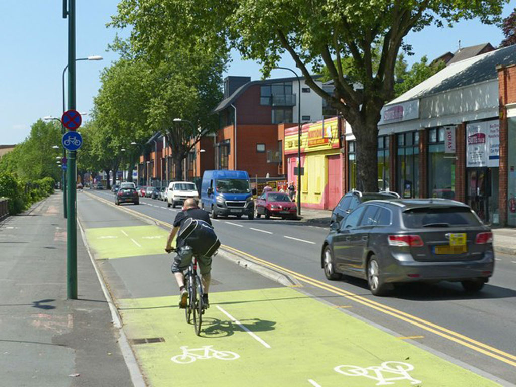 Concrete lane separators constructed on the road to distinguish cycle lanes from motor lanes for traffic safety purpose