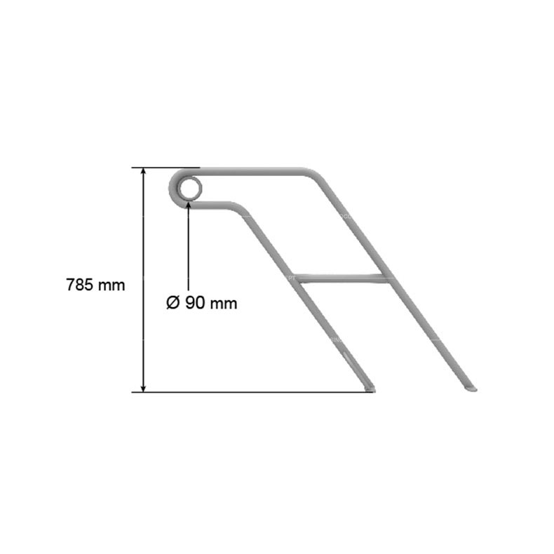 Drawing of lockable bike rack 460 showing the dimensions of its height and diameter of the circle for locking.