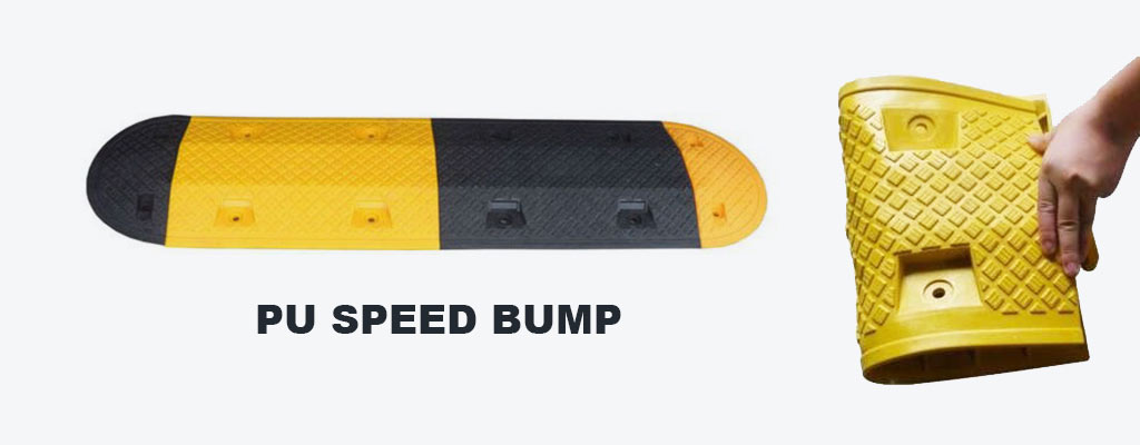 Black and yellow speed bumps made of PU material