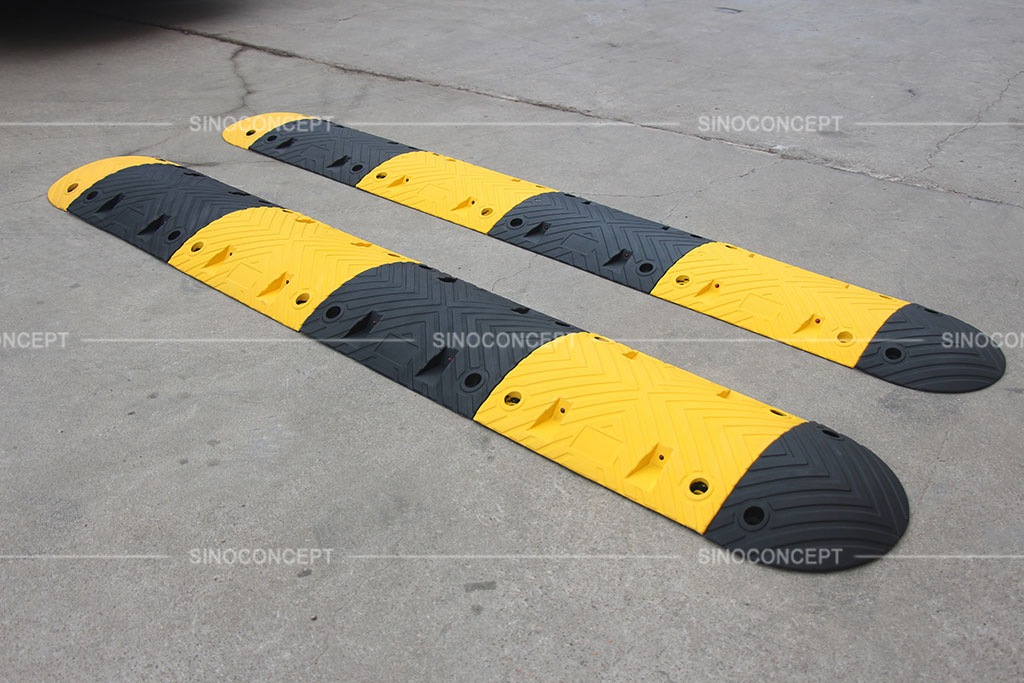 Two rubber speed ramps coloured in black and yellow manufactured by Sino Concept