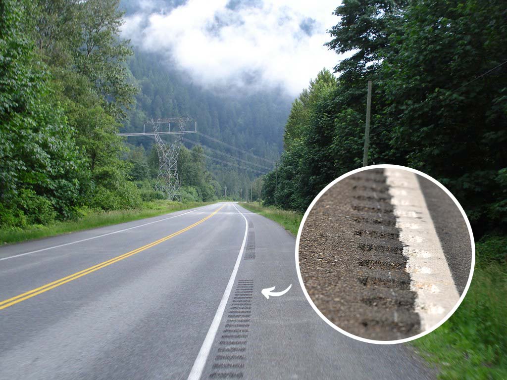 Rumble strips used to remind drivers to be careful