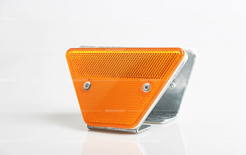 Slip road reflective stud also called steel-based guardrail reflector used as a traffic safety device