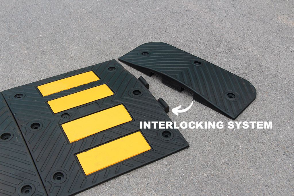 Speed hump designed with a strong interlocking system used to reduce vehicle speed