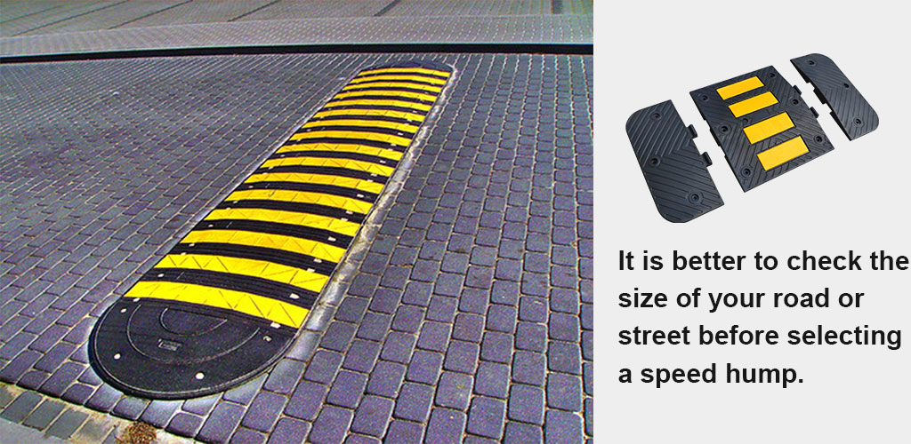 A long speed hump installed on the road to reduce vehicle speed