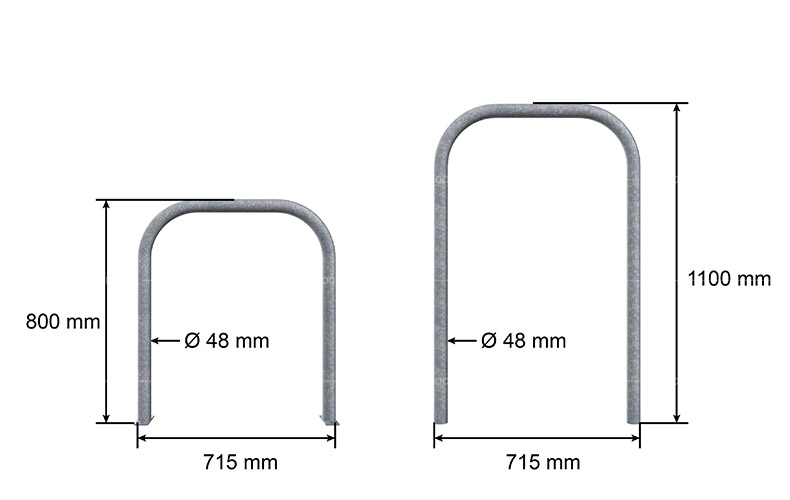 Dimentions of Sheffield bike rack by Sino Concept