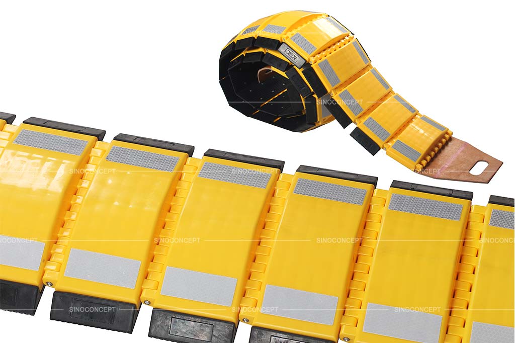 Yellow portable speed ramp used for temporary traffic management