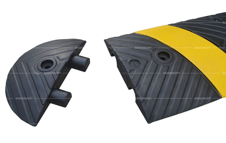 1830 mm rubber speed bump with built-in connectors for stable and easy installation on the parking lot for car park management
