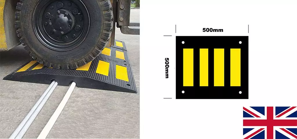 500mm or 1.5 feet wide speed humps are another excellent addition to calming road humps as they reduce speed to approximately 10 miles per hour.