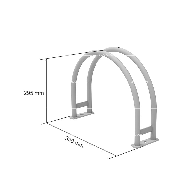 Drawing of floor cycle rack 5000 of low type showing dimensions including the height and width.