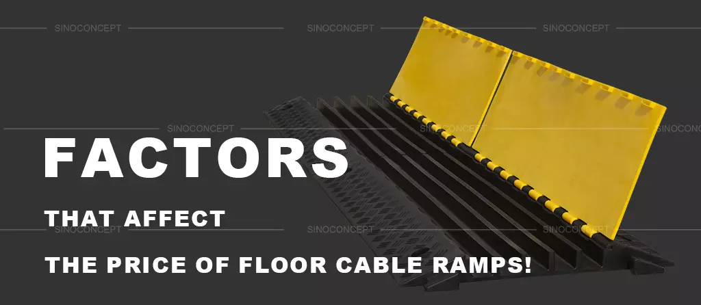 A 5-channel black and yellow cable cover ramp made of recycled rubber.
