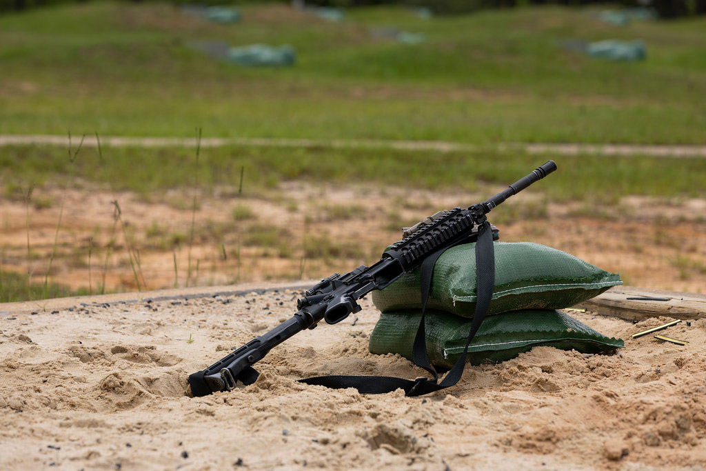 Green sandbags used for military fortifications