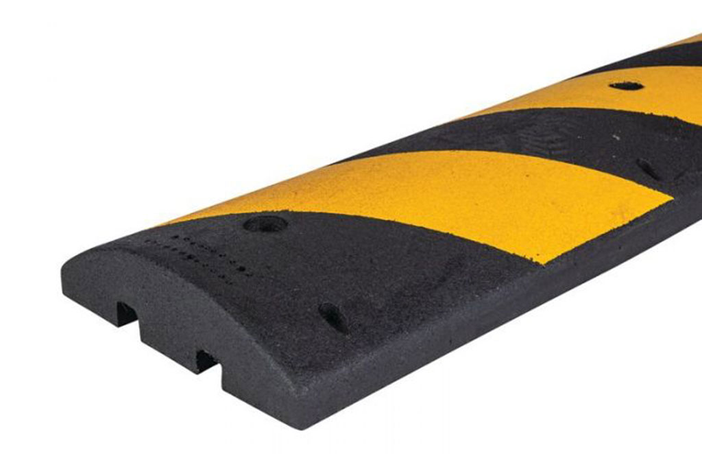 Rubber speed breaker with black and yellow colours for better traffic management