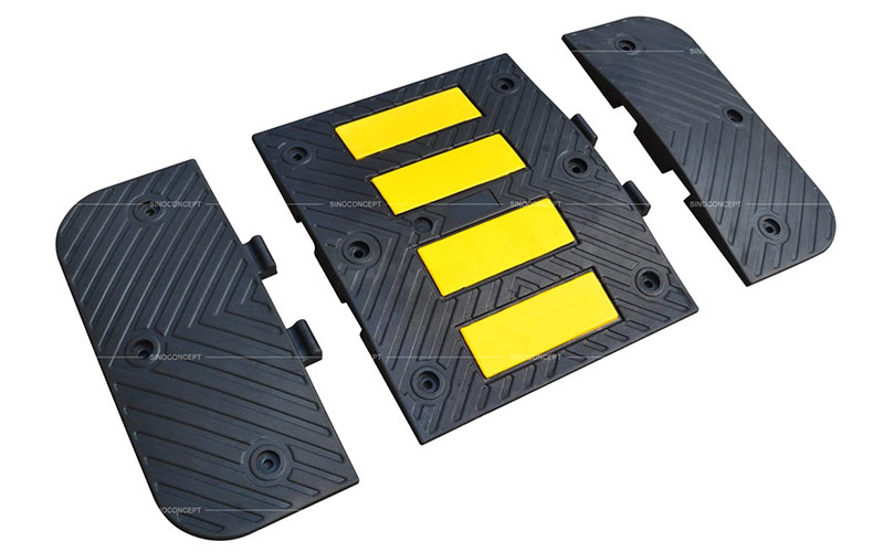 600mm traffic speed hump also called rubber road hump designed with the built-in interlocking system used as a traffic calming device