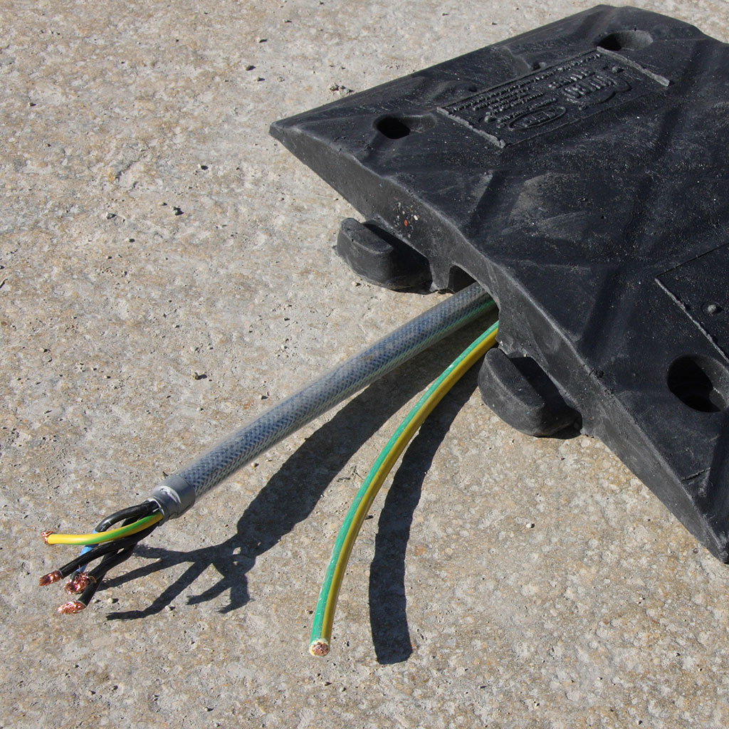 A speed ramp of JSP with channels can be used to protector cables while reducing speed
