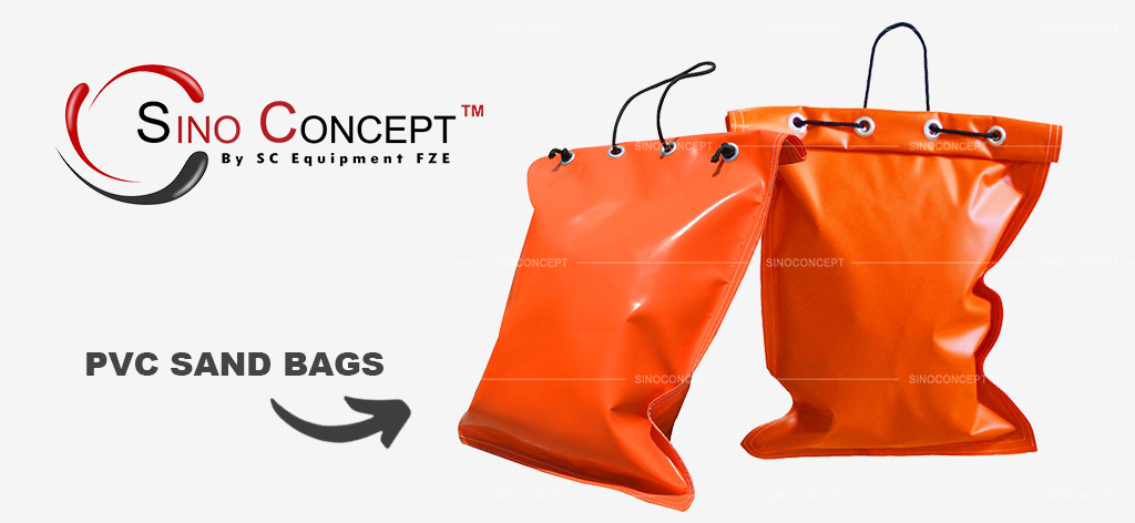 Sino Concept manufactures excellent orange PVC sand bags which are used to hold down traffic signs